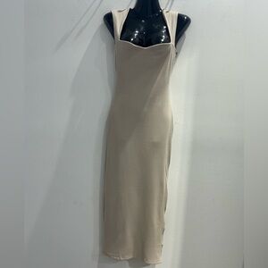 Chic Strapless Beige Dress